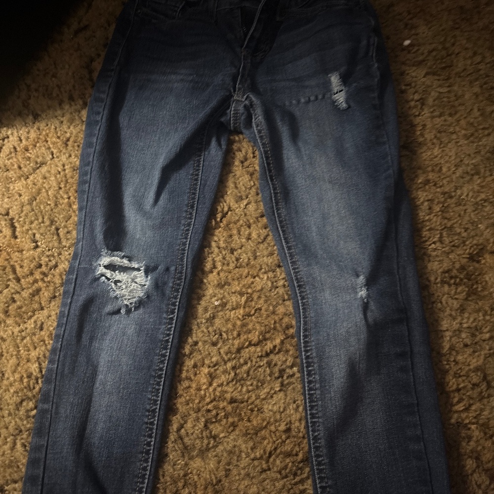 Dark blue semi ripped skinny jeans size 2